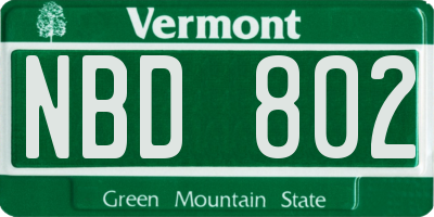 VT license plate NBD802