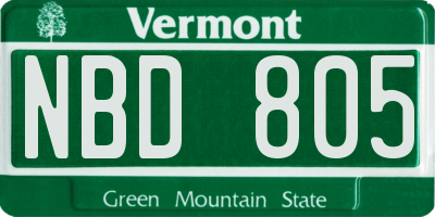 VT license plate NBD805