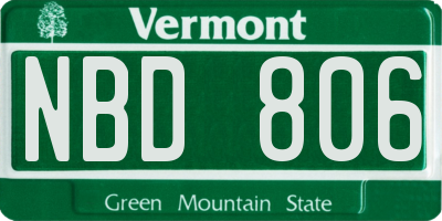 VT license plate NBD806