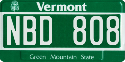 VT license plate NBD808