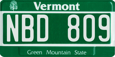 VT license plate NBD809