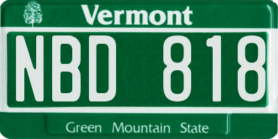 VT license plate NBD818
