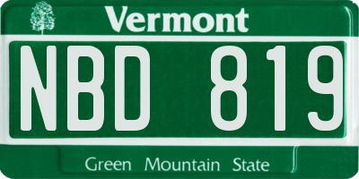 VT license plate NBD819