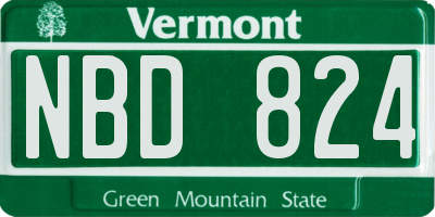 VT license plate NBD824