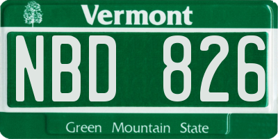 VT license plate NBD826