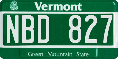 VT license plate NBD827