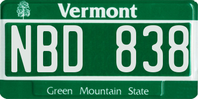 VT license plate NBD838
