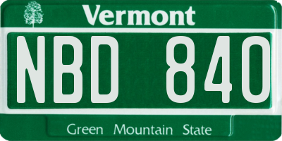 VT license plate NBD840