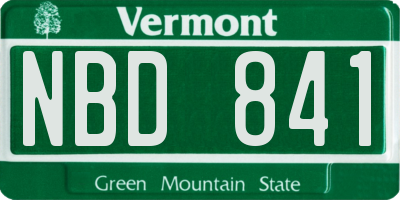 VT license plate NBD841
