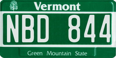 VT license plate NBD844