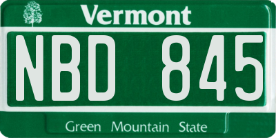 VT license plate NBD845