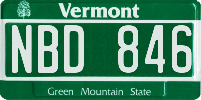 VT license plate NBD846