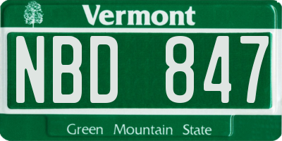 VT license plate NBD847