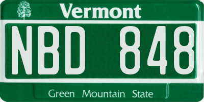 VT license plate NBD848