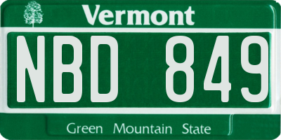 VT license plate NBD849