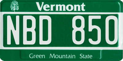 VT license plate NBD850