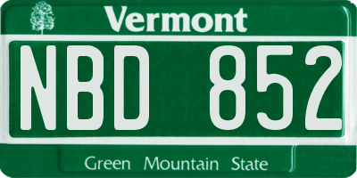 VT license plate NBD852