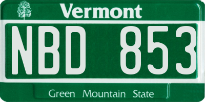 VT license plate NBD853