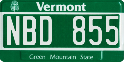 VT license plate NBD855