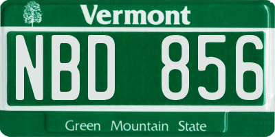 VT license plate NBD856