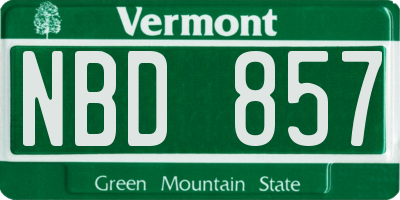 VT license plate NBD857