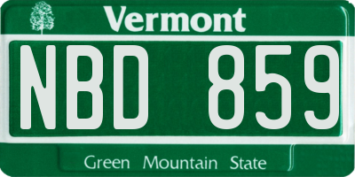 VT license plate NBD859