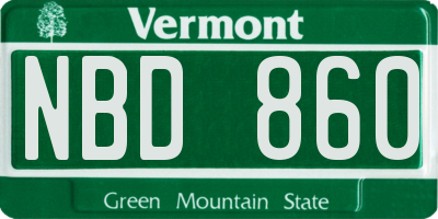 VT license plate NBD860