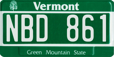 VT license plate NBD861
