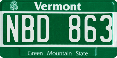 VT license plate NBD863
