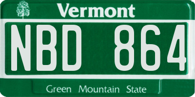 VT license plate NBD864
