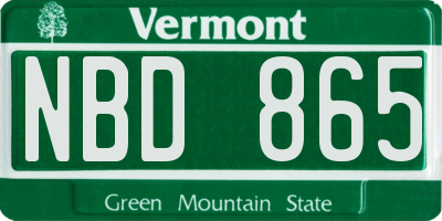 VT license plate NBD865