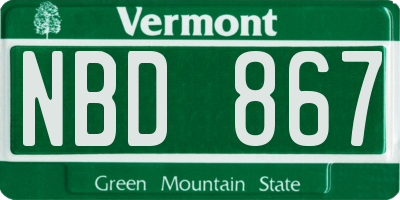 VT license plate NBD867