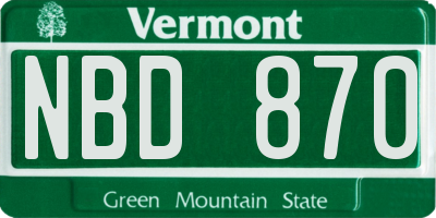 VT license plate NBD870