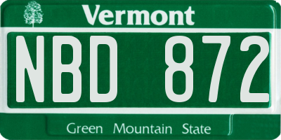 VT license plate NBD872