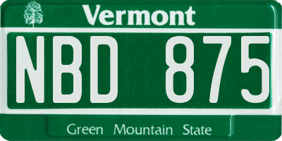VT license plate NBD875