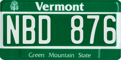 VT license plate NBD876