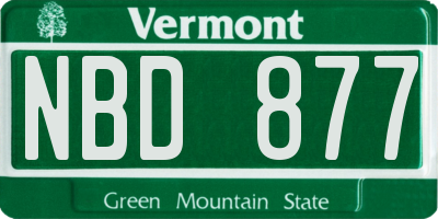 VT license plate NBD877