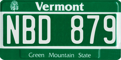 VT license plate NBD879