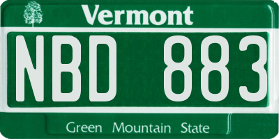 VT license plate NBD883