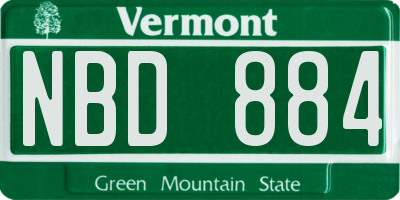 VT license plate NBD884