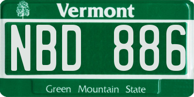 VT license plate NBD886