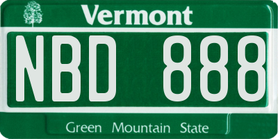 VT license plate NBD888