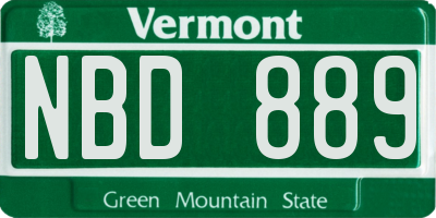 VT license plate NBD889