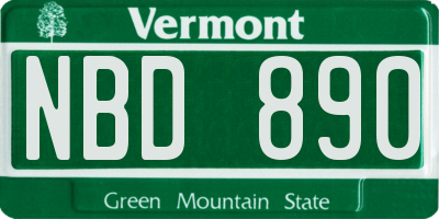 VT license plate NBD890