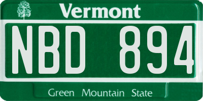 VT license plate NBD894