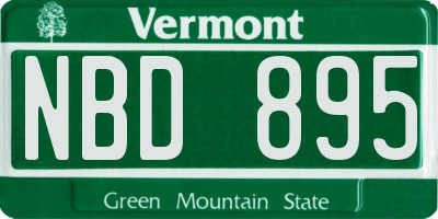 VT license plate NBD895