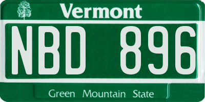 VT license plate NBD896