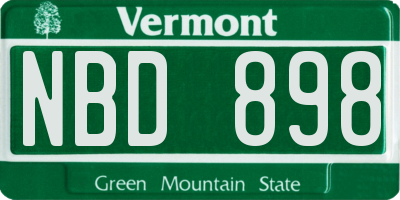 VT license plate NBD898
