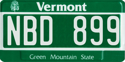 VT license plate NBD899