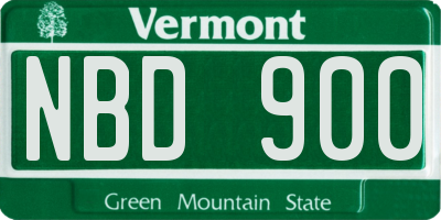 VT license plate NBD900
